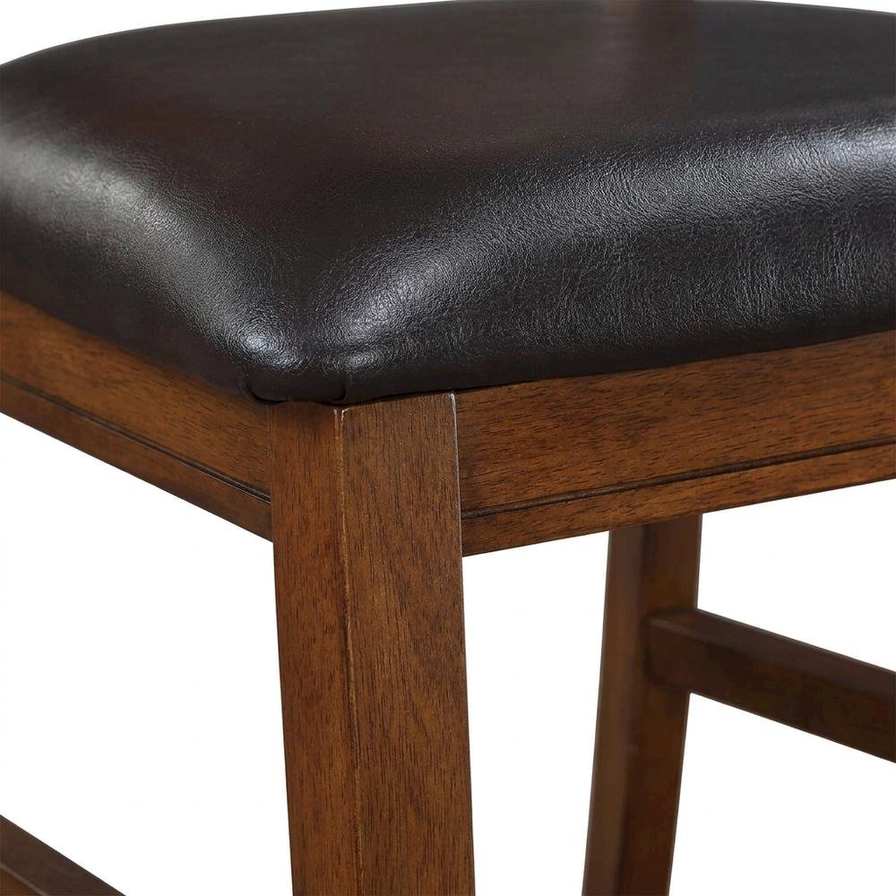 Dining Chairs with Walnut Wood Legs, Espresso Synthetic Leather & Walnut, Set of 2. Picture 7