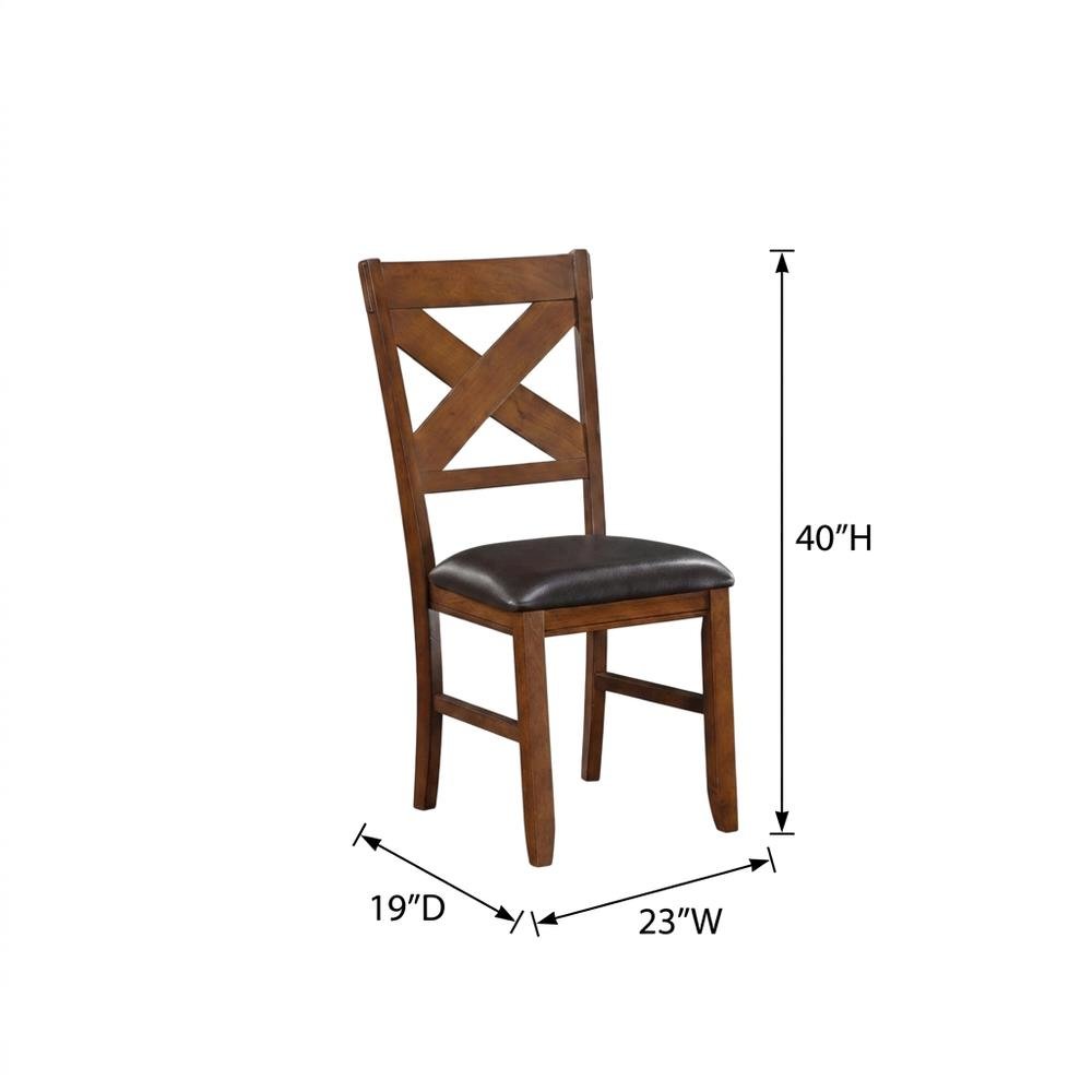 Dining Chairs with Walnut Wood Legs, Espresso Synthetic Leather & Walnut, Set of 2. Picture 5