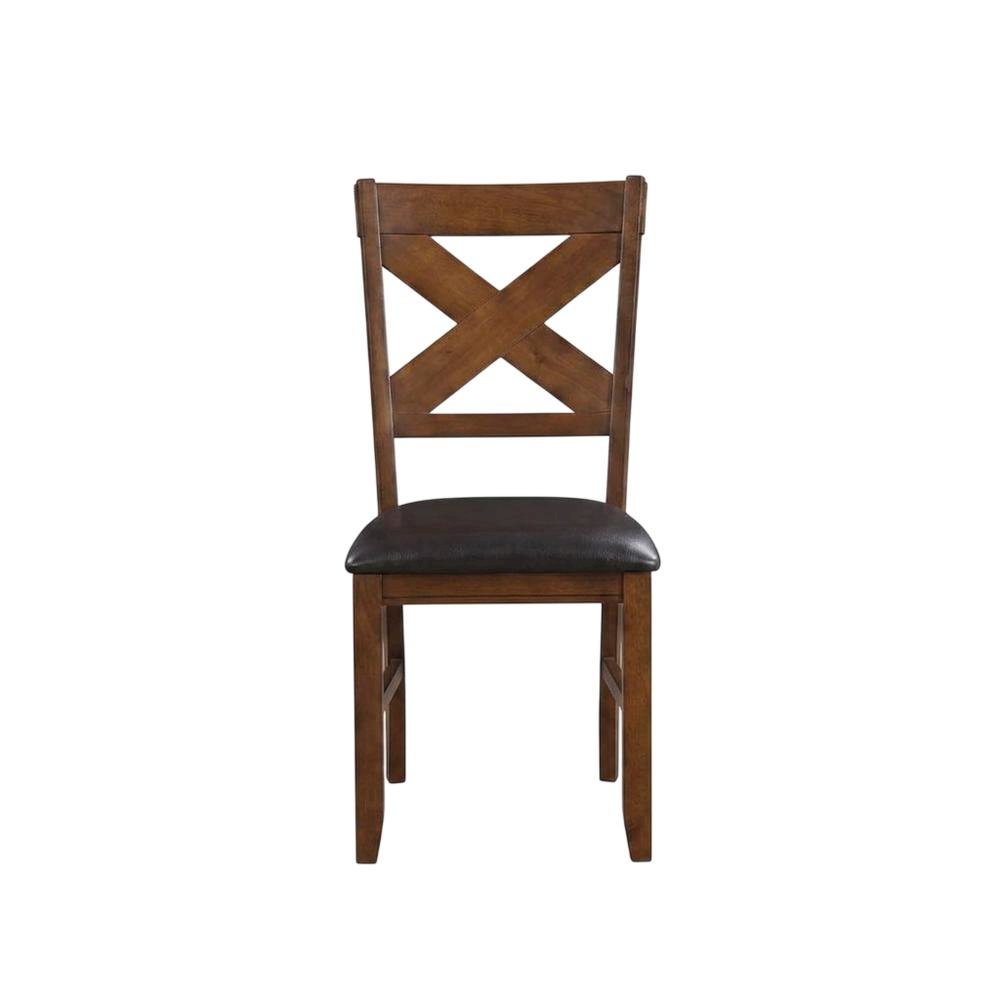 Dining Chairs with Walnut Wood Legs, Espresso Synthetic Leather & Walnut, Set of 2. Picture 1