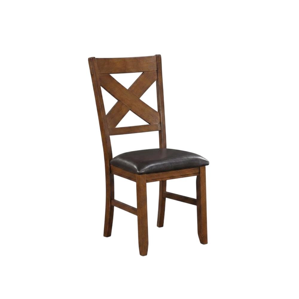 Dining Chairs with Walnut Wood Legs, Espresso Synthetic Leather & Walnut, Set of 2. Picture 4
