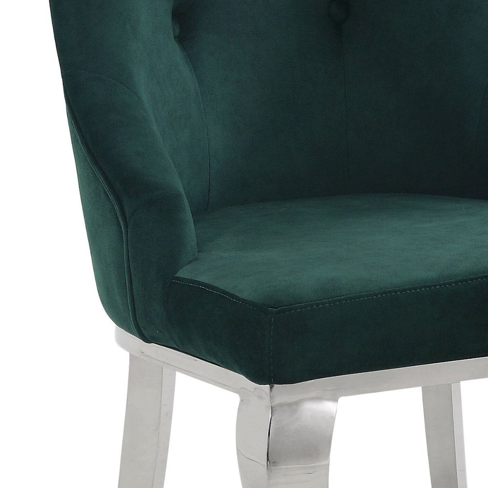 Dekel Side Chair (Set-2) Green Fabric & Stainless Steel. Picture 5