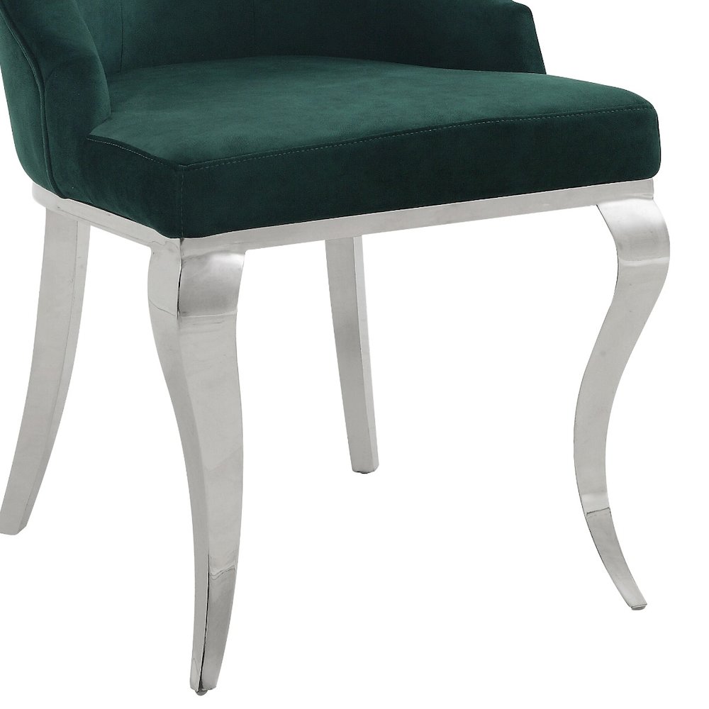 Dekel Side Chair (Set-2) Green Fabric & Stainless Steel. Picture 6
