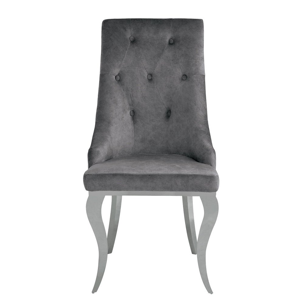 Dekel Side Chair (Set-2) Gray Fabric & Stainless Steel. Picture 3