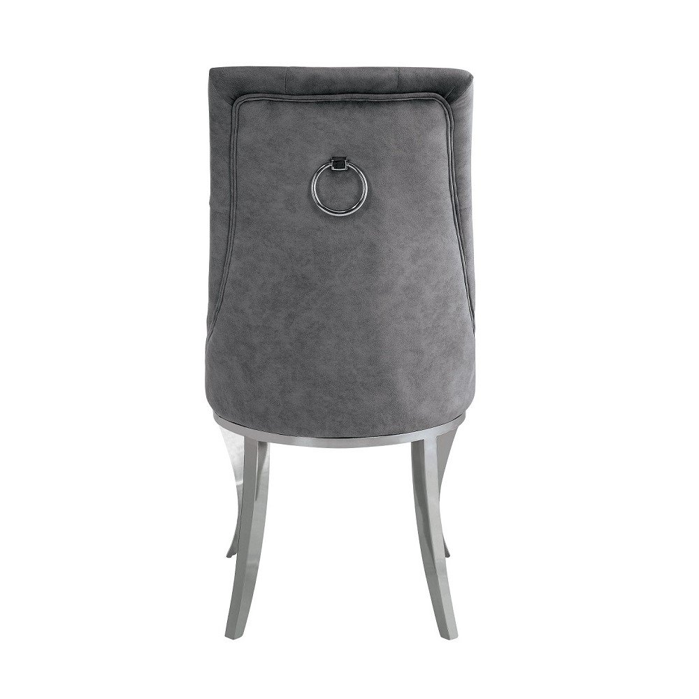 Dekel Side Chair (Set-2) Gray Fabric & Stainless Steel. Picture 5