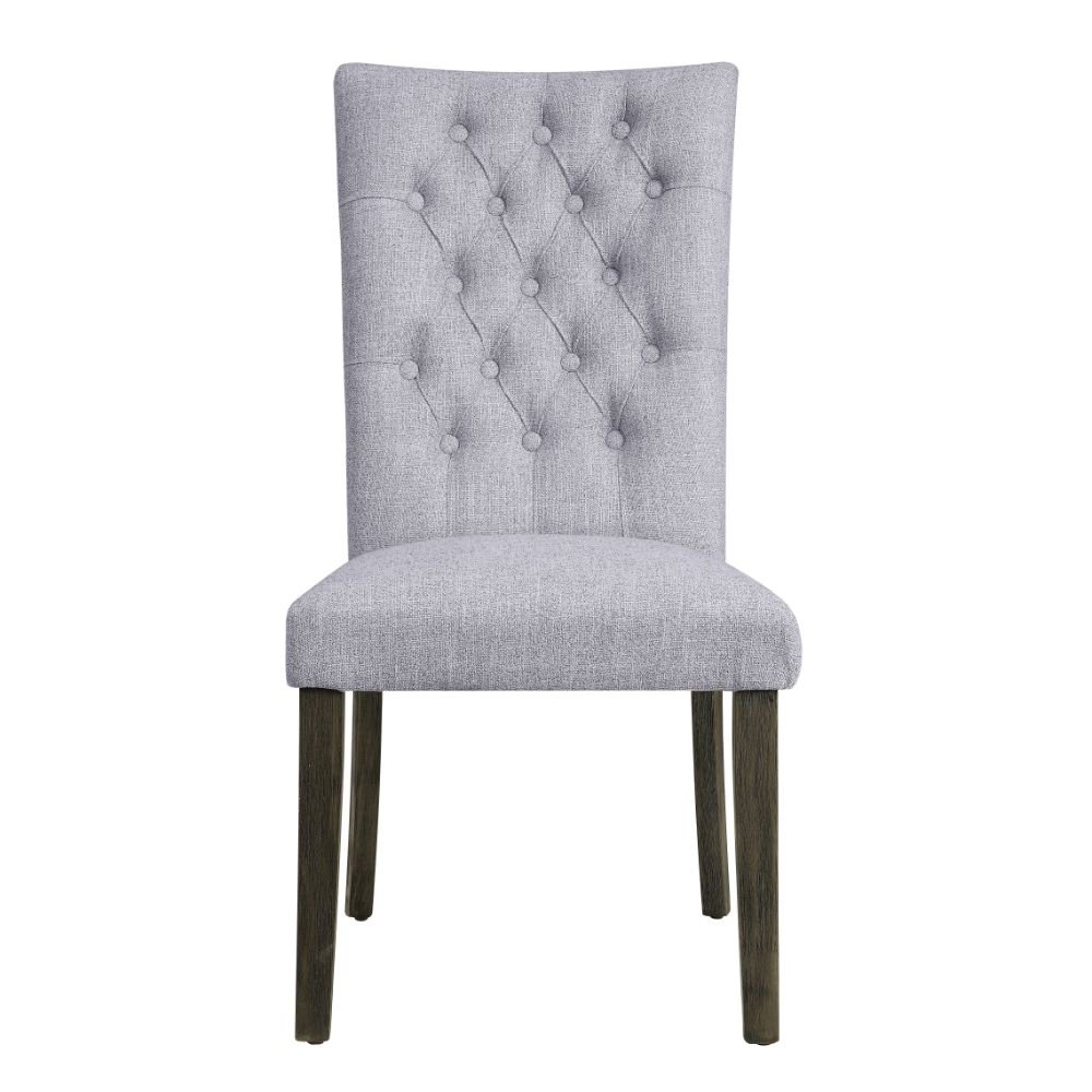 Merel Side Chair (Set-2) Gray Linen & Gray Oak. Picture 2