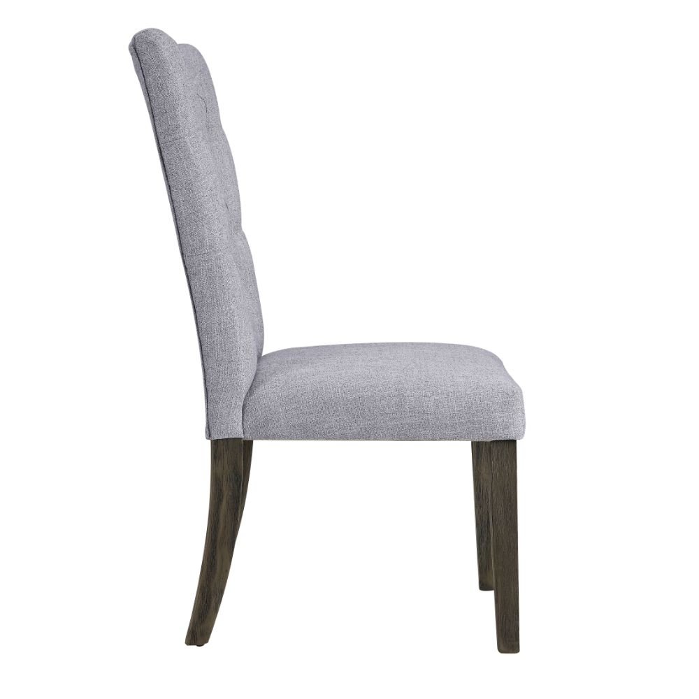 Merel Side Chair (Set-2) Gray Linen & Gray Oak. Picture 3