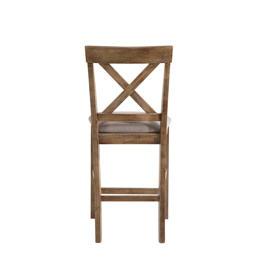 Martha II Counter Height Chair (Set-2) Tan Linen & Weathered Oak. Picture 2