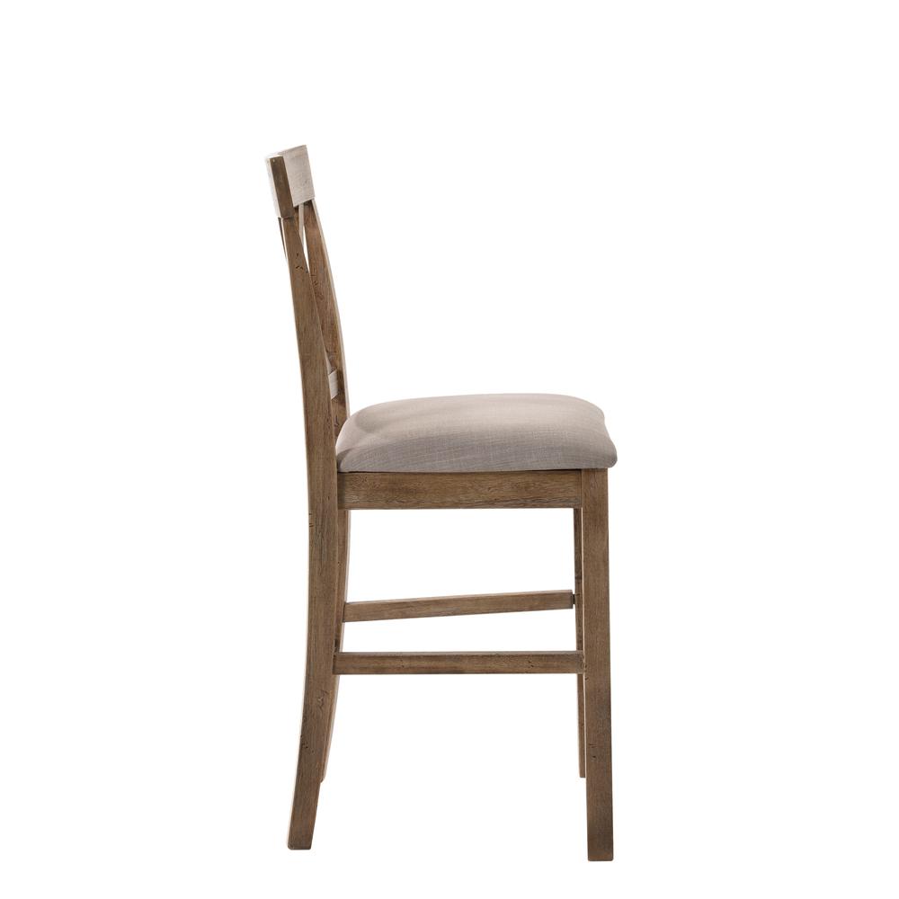 Martha II Counter Height Chair (Set-2) Tan Linen & Weathered Oak. Picture 4