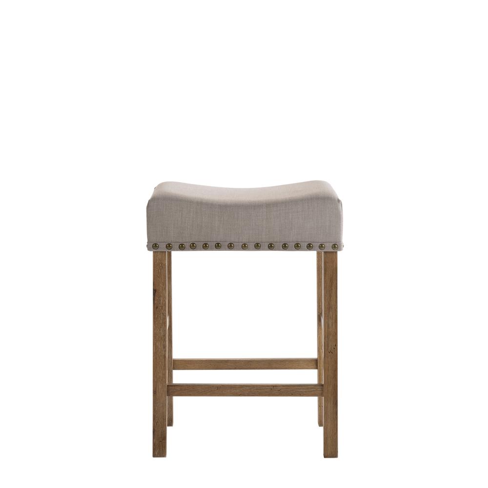 Martha II Counter Height Stool (Set-2) Tan Linen & Weathered Oak. Picture 3
