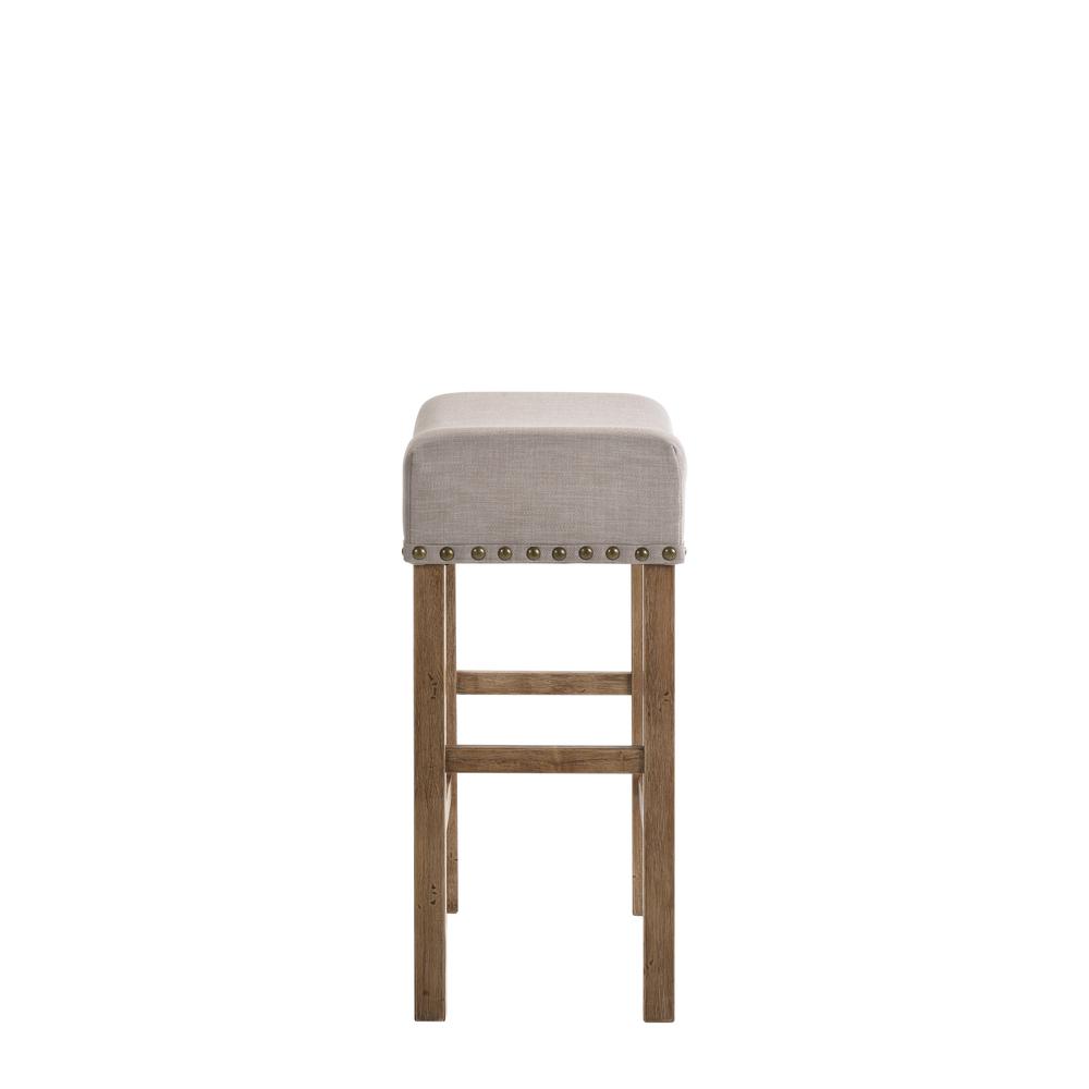 Martha II Counter Height Stool (Set-2) Tan Linen & Weathered Oak. Picture 2