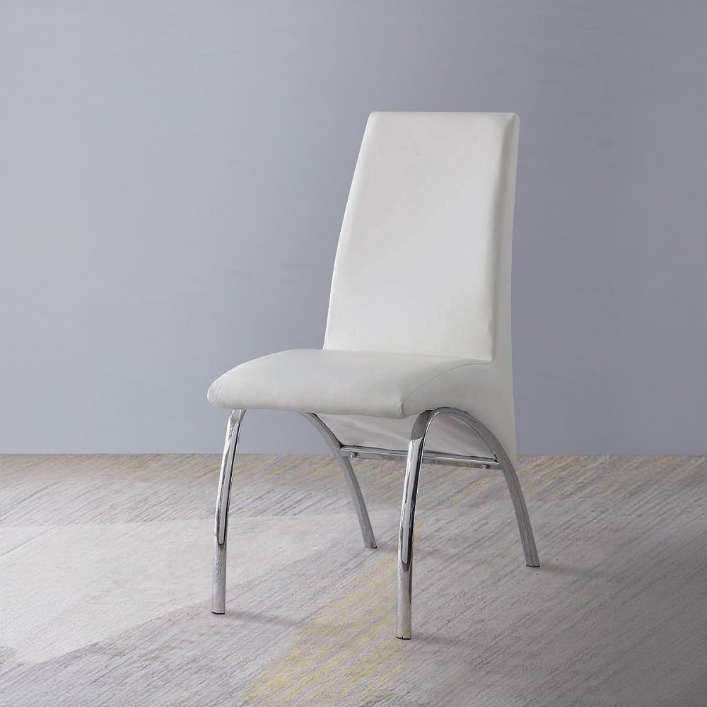 Pervis Side Chair (Set-2) White Synthetic Leather & Chrome. Picture 1