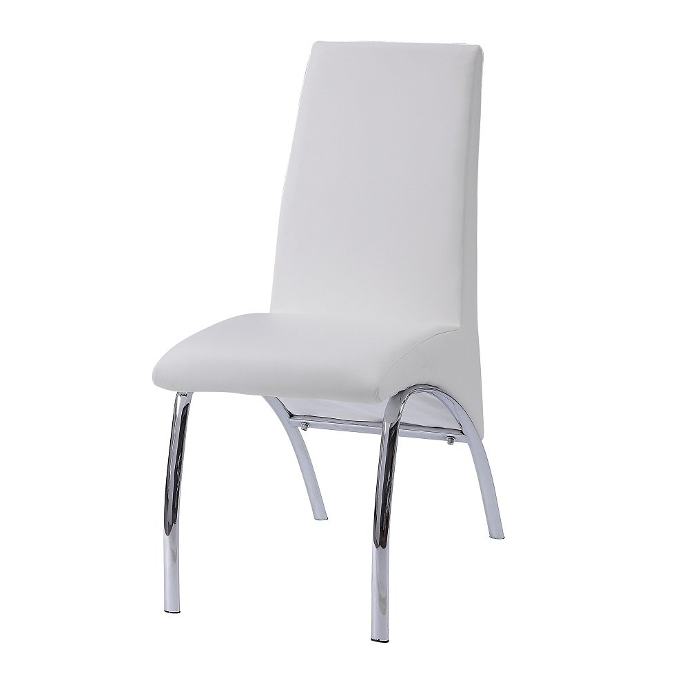 Pervis Side Chair (Set-2) White Synthetic Leather & Chrome. Picture 2