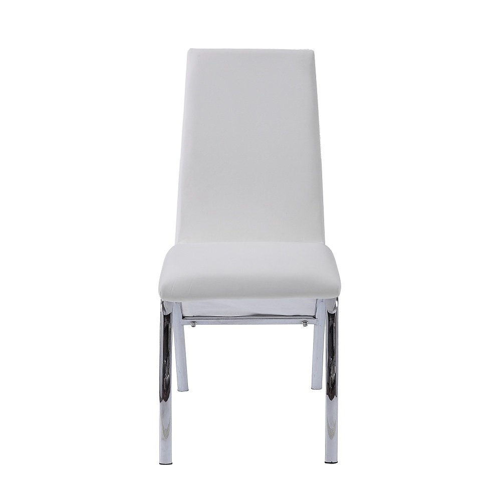 Pervis Side Chair (Set-2) White Synthetic Leather & Chrome. Picture 3