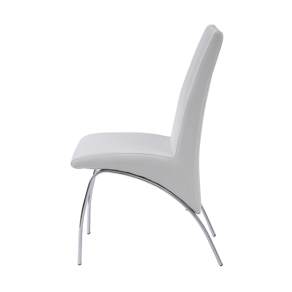 Pervis Side Chair (Set-2) White Synthetic Leather & Chrome. Picture 4