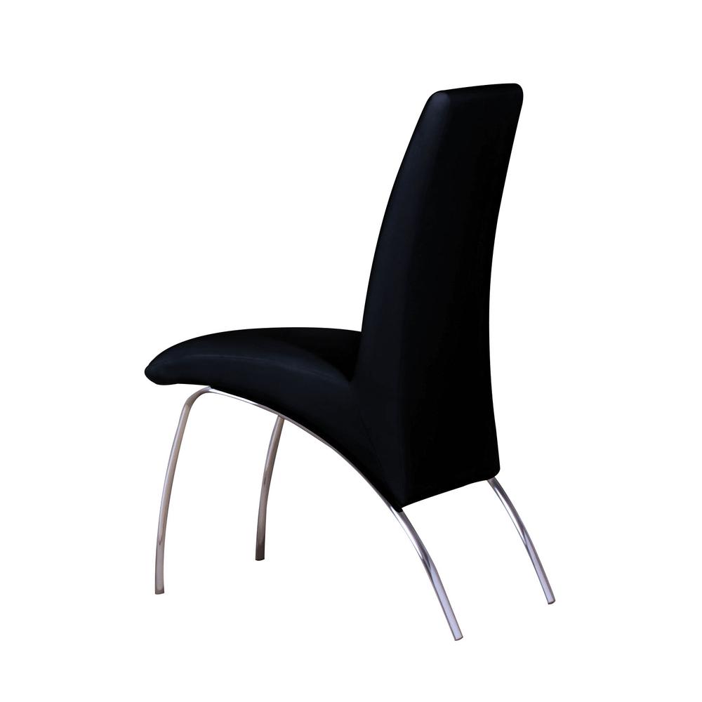 Pervis Side Chair (Set-2), Black PU & Chrome. Picture 4