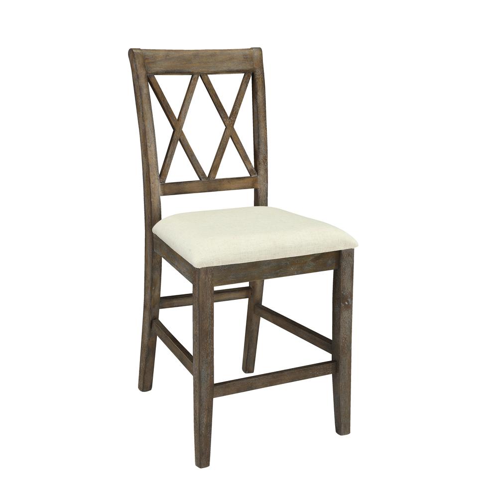 Claudia Side Chair (Set-2), Beige Linen & Salvage Brown. Picture 1