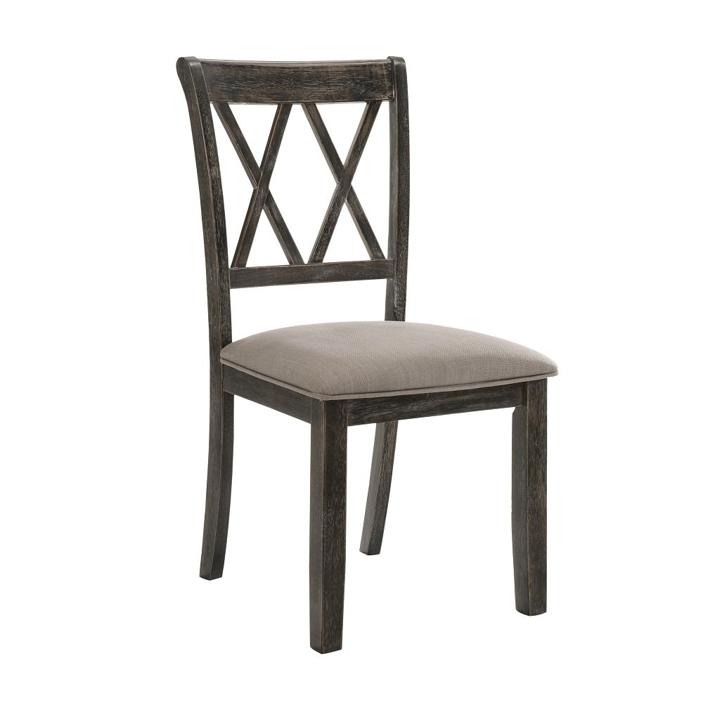 Claudia II Side Chair (Set-2) Fabric & Weathered Gray. Picture 2