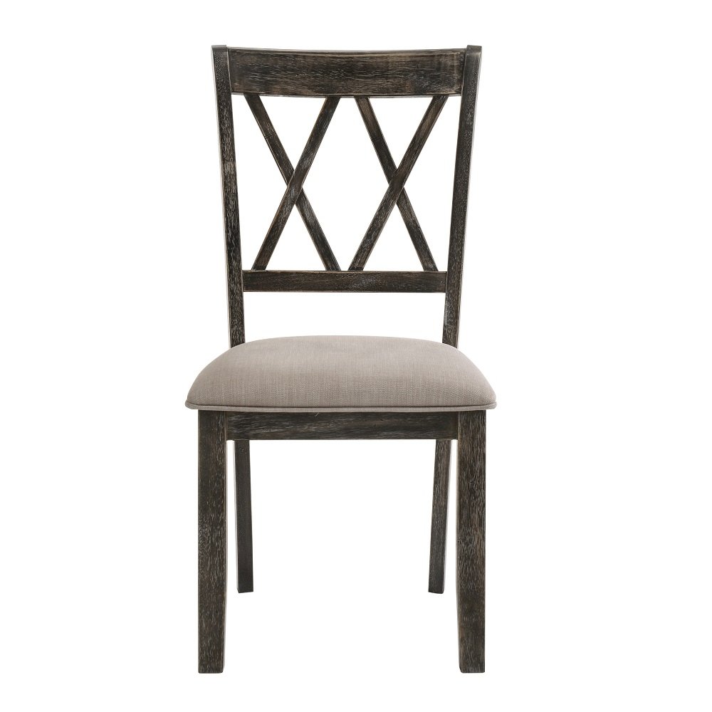 Claudia II Side Chair (Set-2) Fabric & Weathered Gray. Picture 3