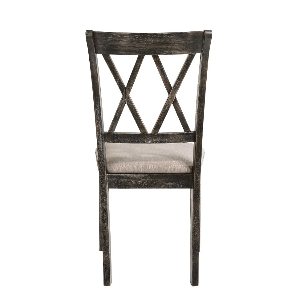Claudia II Side Chair (Set-2) Fabric & Weathered Gray. Picture 4