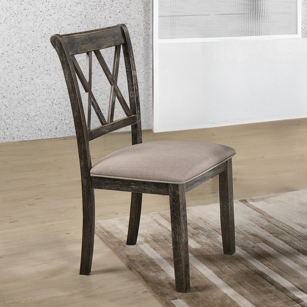 Claudia II Side Chair (Set-2) Fabric & Weathered Gray. Picture 1