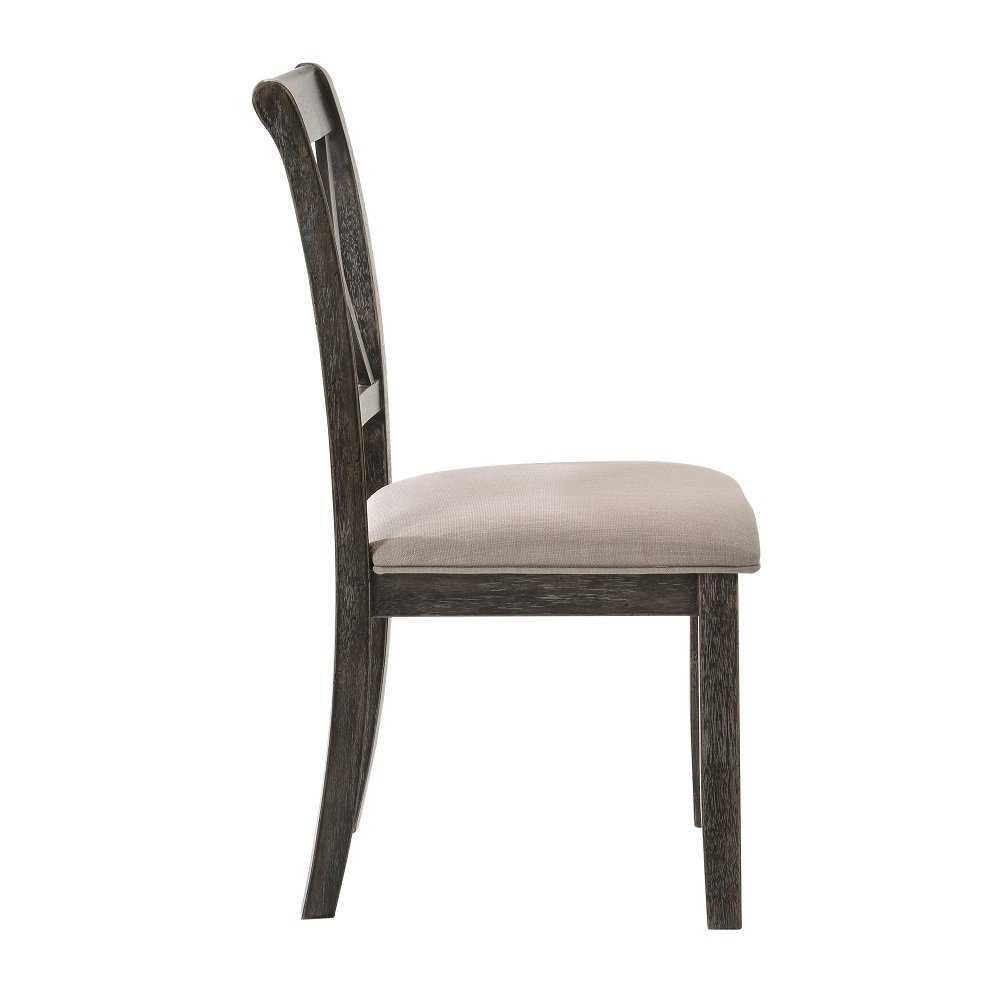 Claudia II Side Chair (Set-2) Fabric & Weathered Gray. Picture 5