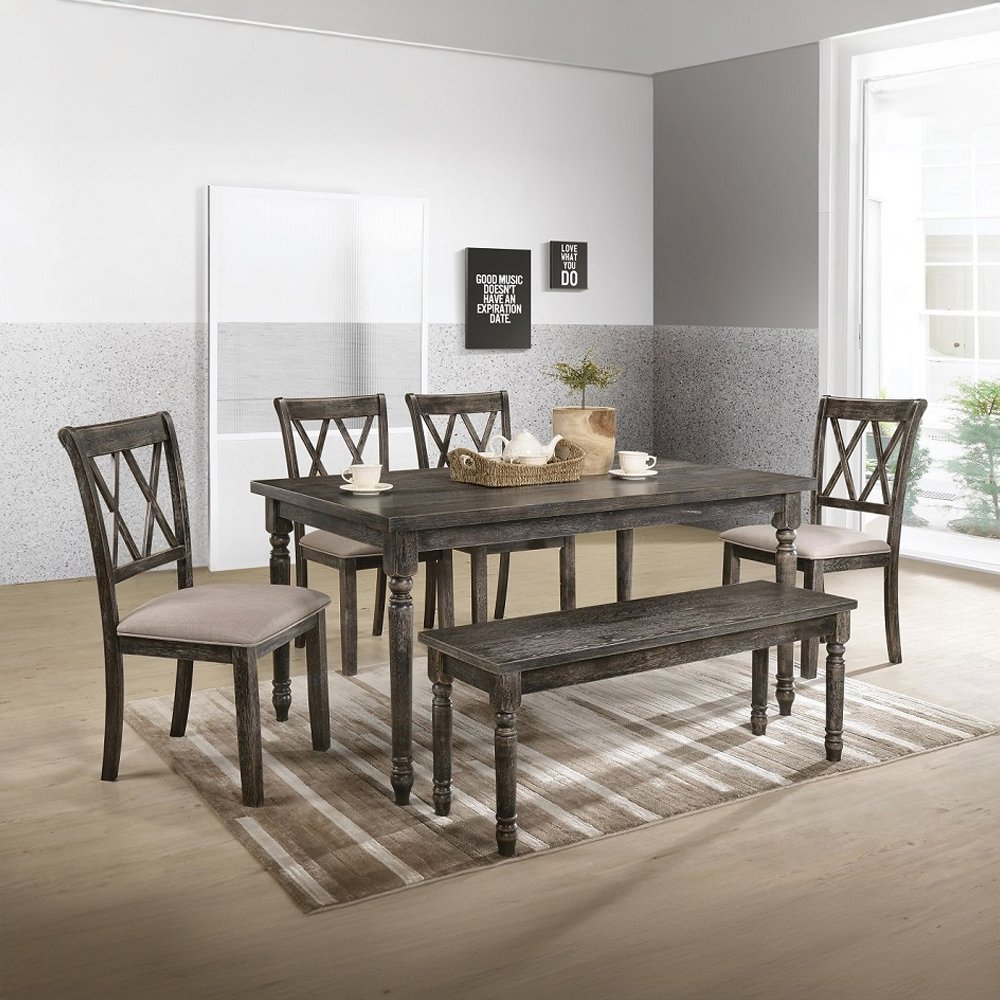 Claudia II Side Chair (Set-2) Fabric & Weathered Gray. Picture 6