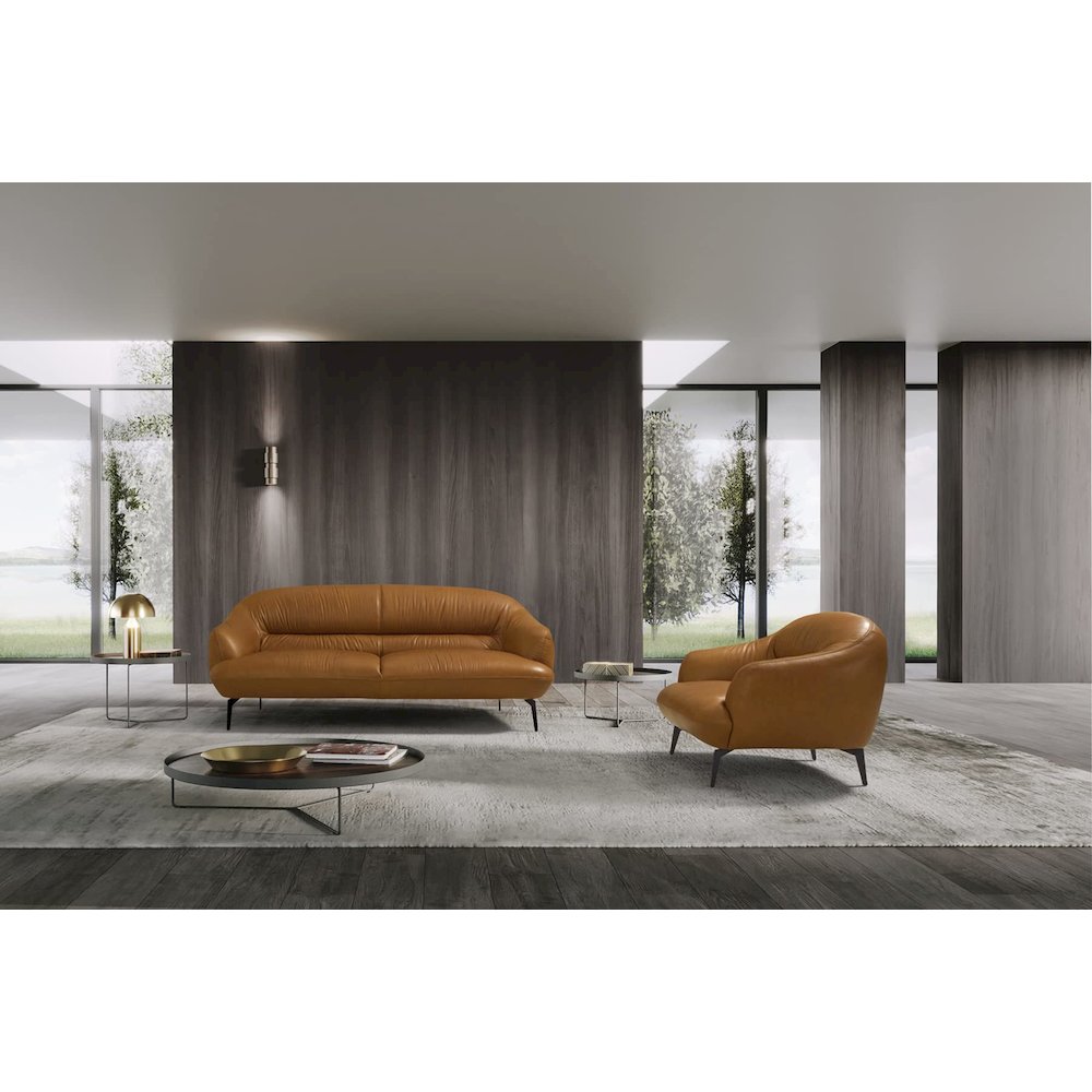 Leonia Loveseat Cognac Tan Top Grain Leather. Picture 5