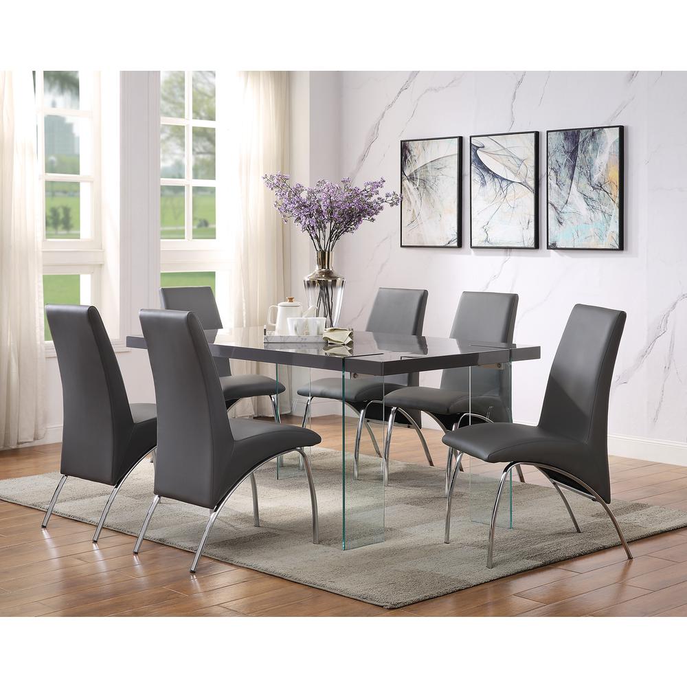 Noland Dining Table Gray High Gloss & Clear Glass. Picture 1