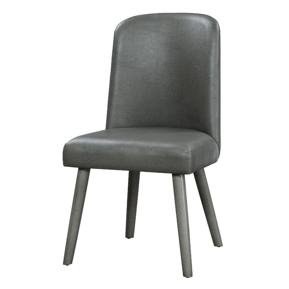 Waylon Side Chair (Set-2) Gray Synthetic Leather & Gray Oak. Picture 1