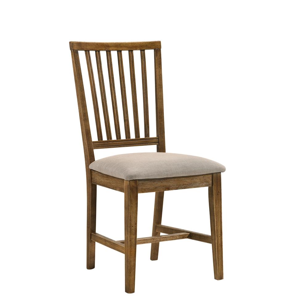 Side Chair (Set-2), Tan Linen & Weathered Oak. Picture 1