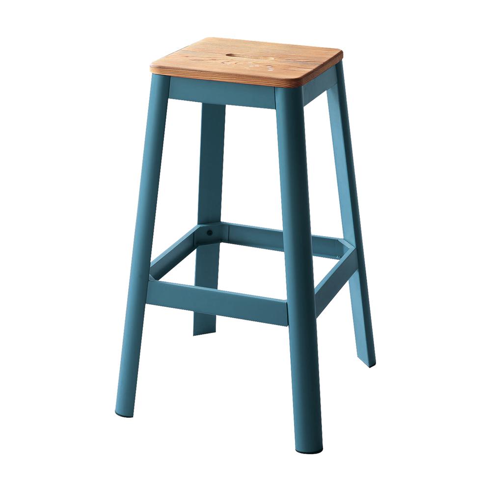 Jacotte Bar Stool Natural & Teal. Picture 2
