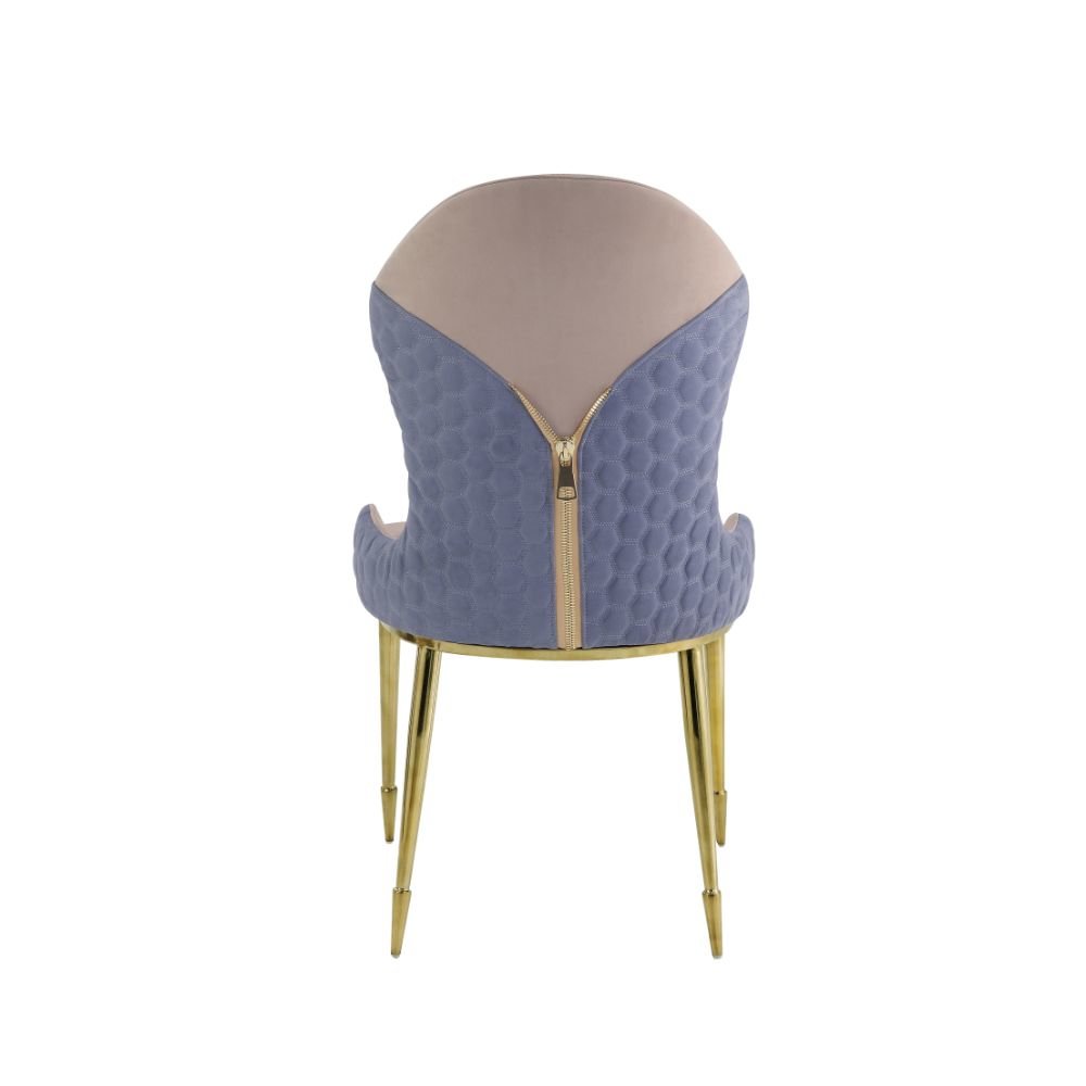 Caolan Side Chair (Set-2) Tan, Lavender Fabric & Gold. Picture 4