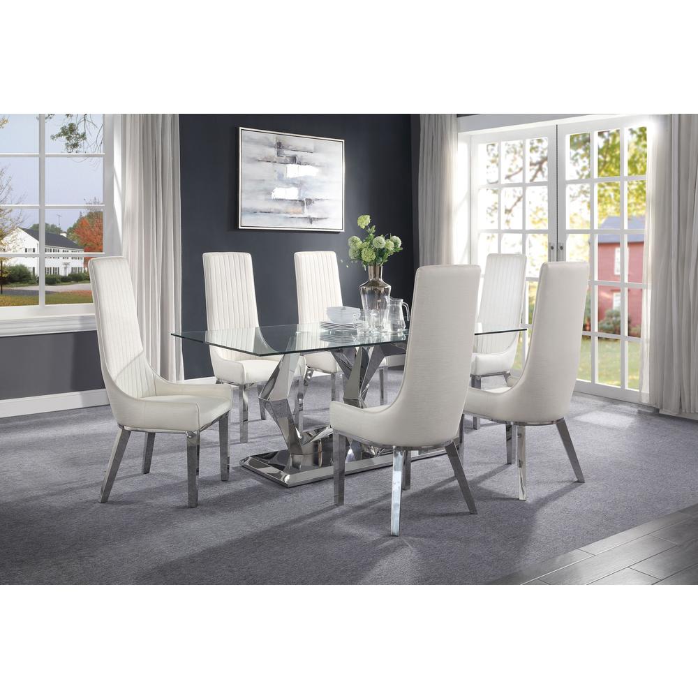 ACME Gianna Dining Table, Clear Glass & Stainless Steel. Picture 1