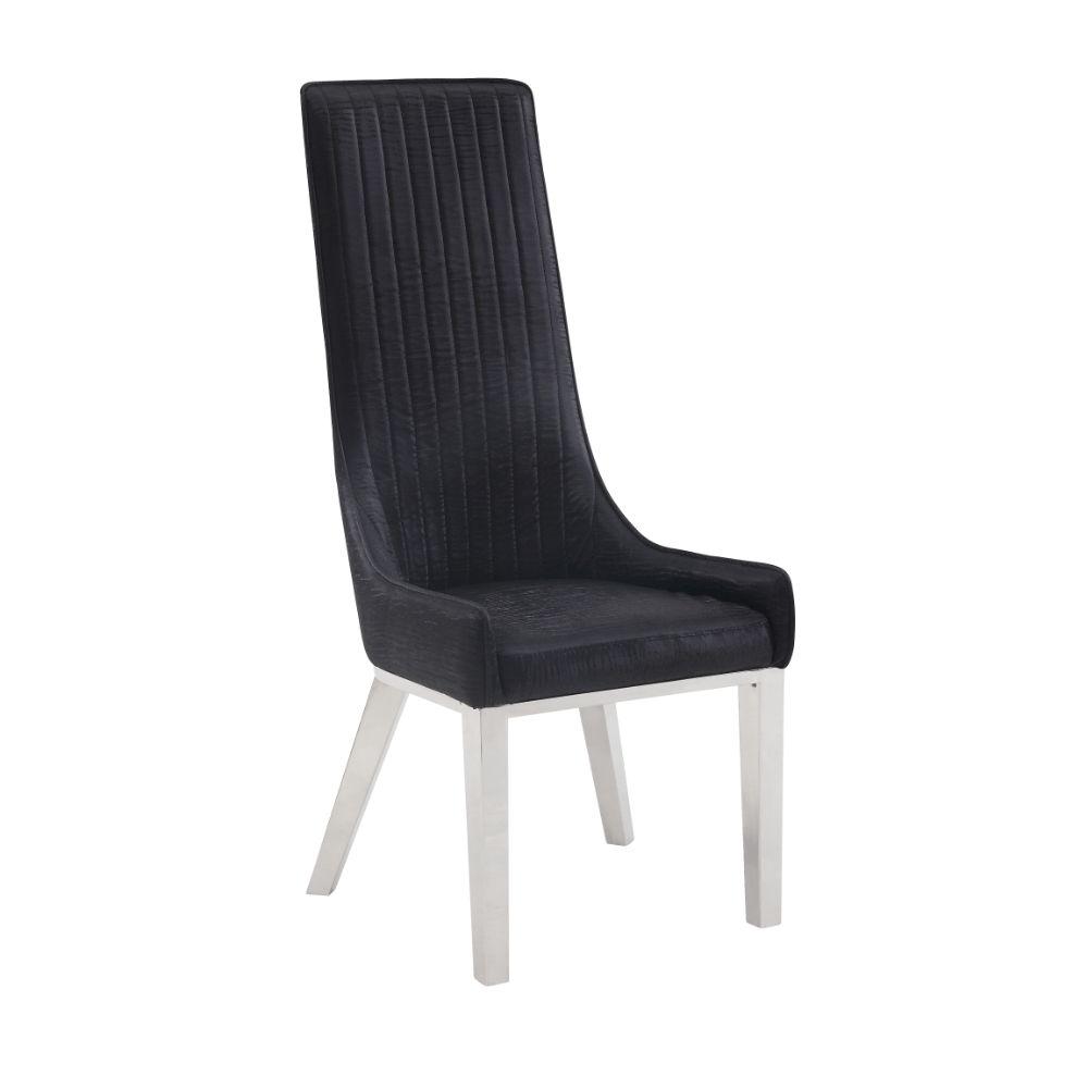 Gianna Side Chair (Set-2) Black Velvet & Stainless Steel. Picture 4
