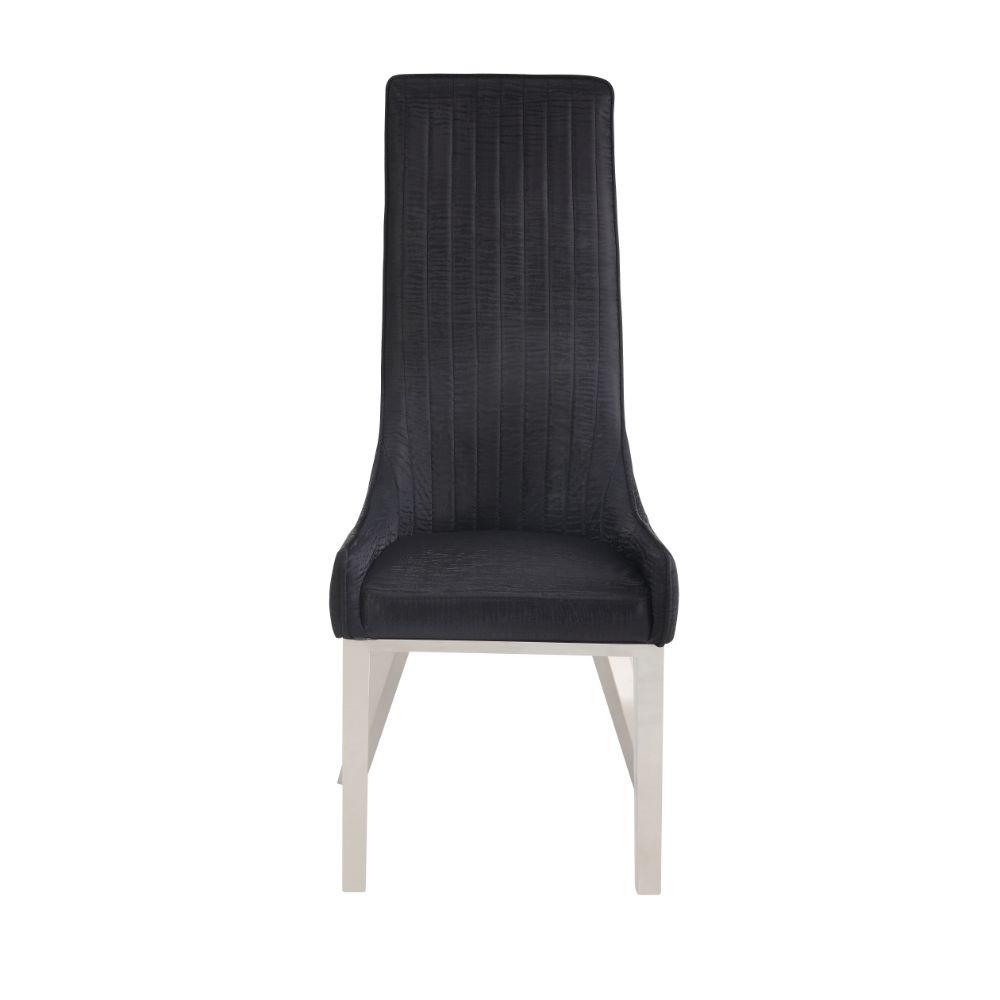 Gianna Side Chair (Set-2) Black Velvet & Stainless Steel. Picture 1