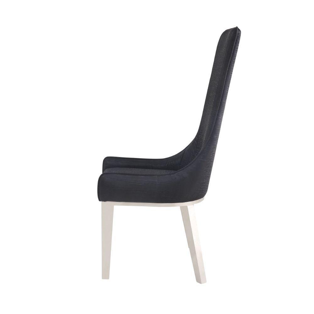 Gianna Side Chair (Set-2) Black Velvet & Stainless Steel. Picture 2