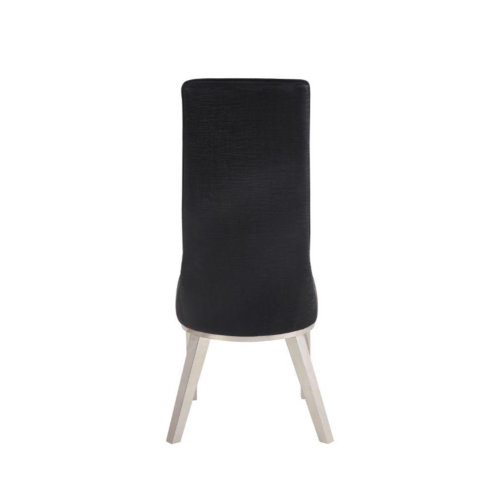 Gianna Side Chair (Set-2) Black Velvet & Stainless Steel. Picture 3