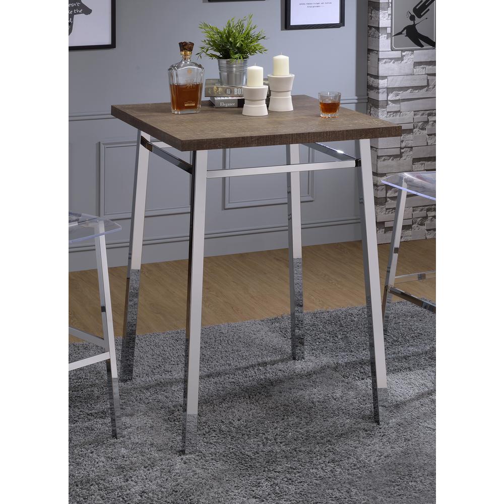 Nadie Bar Table, Oak & Chrome. Picture 1