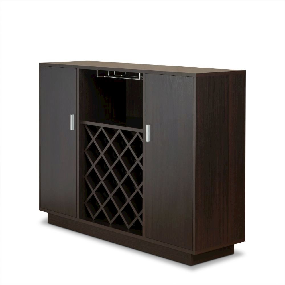 Hazen Server w/Wine Rack & Cup Holder Espresso. Picture 1