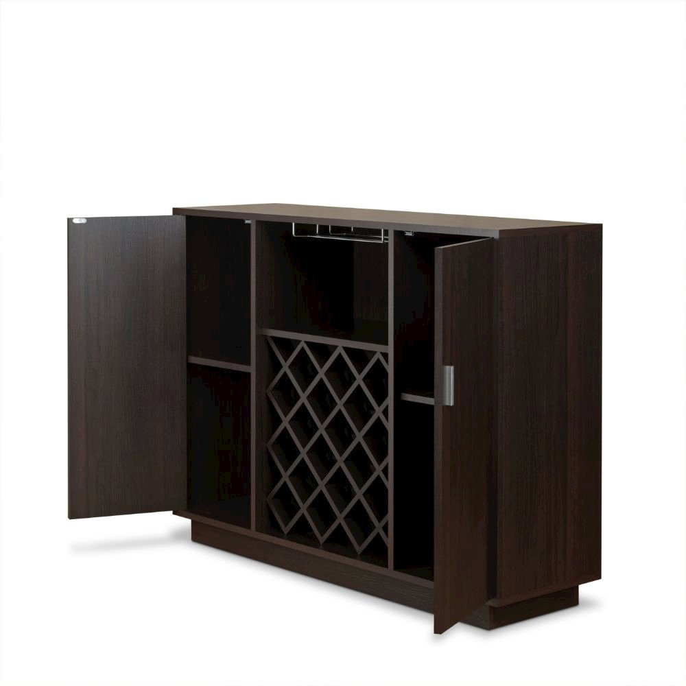 Hazen Server w/Wine Rack & Cup Holder Espresso. Picture 3