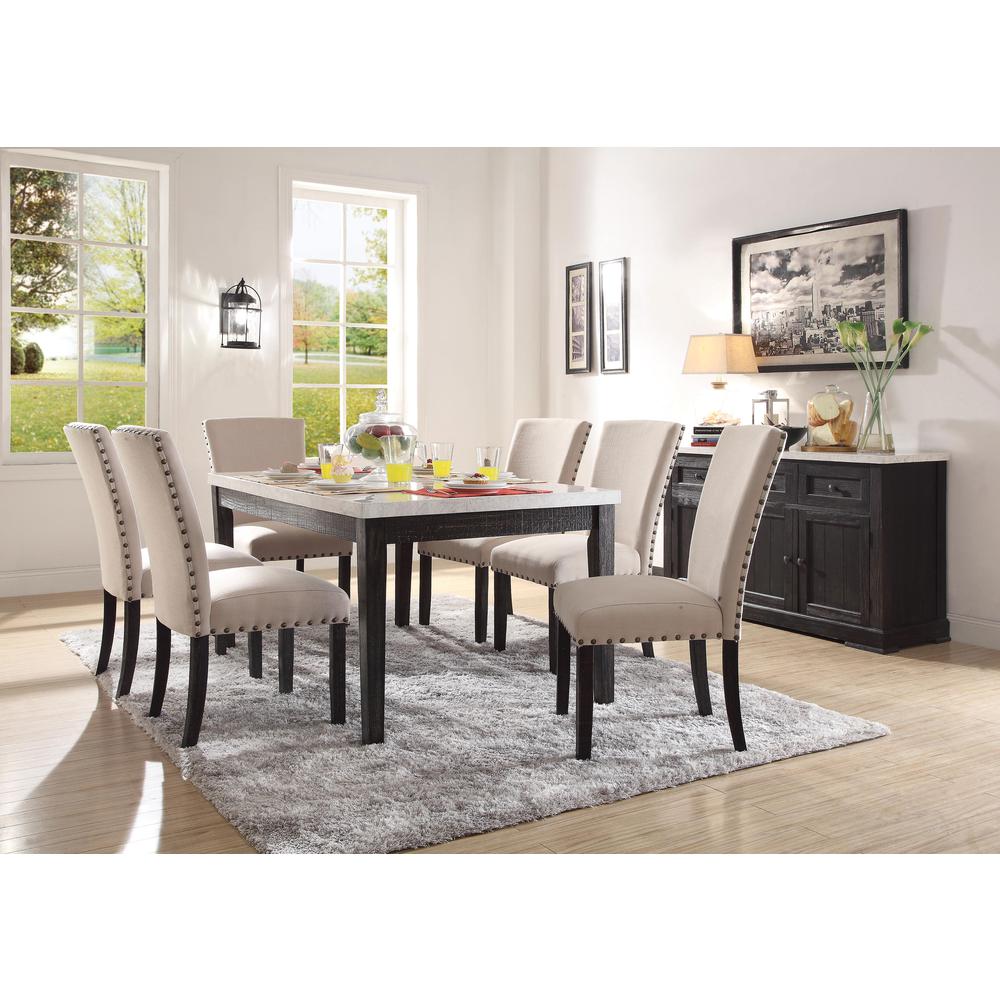 Nolan Side Chair (Set-2) Linen & Salvage Dark Oak. Picture 2