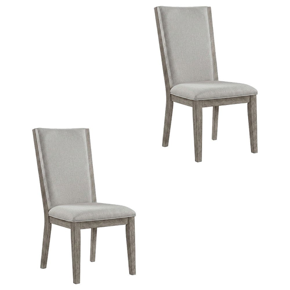 Fabric-Upholstered Armless Dining Side Chairs for Living Room, Fabric & Gray Oak, Set of 2. Picture 1