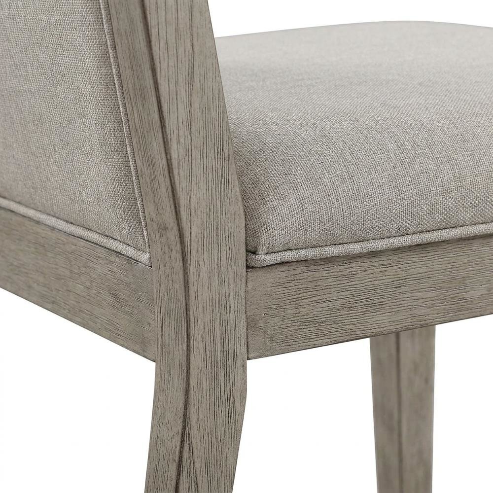 Fabric-Upholstered Armless Dining Side Chairs for Living Room, Fabric & Gray Oak, Set of 2. Picture 8