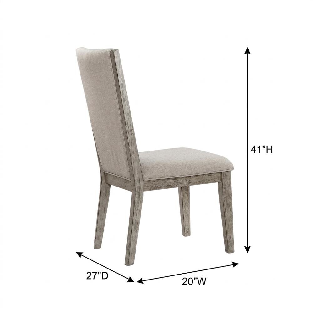 Fabric-Upholstered Armless Dining Side Chairs for Living Room, Fabric & Gray Oak, Set of 2. Picture 6