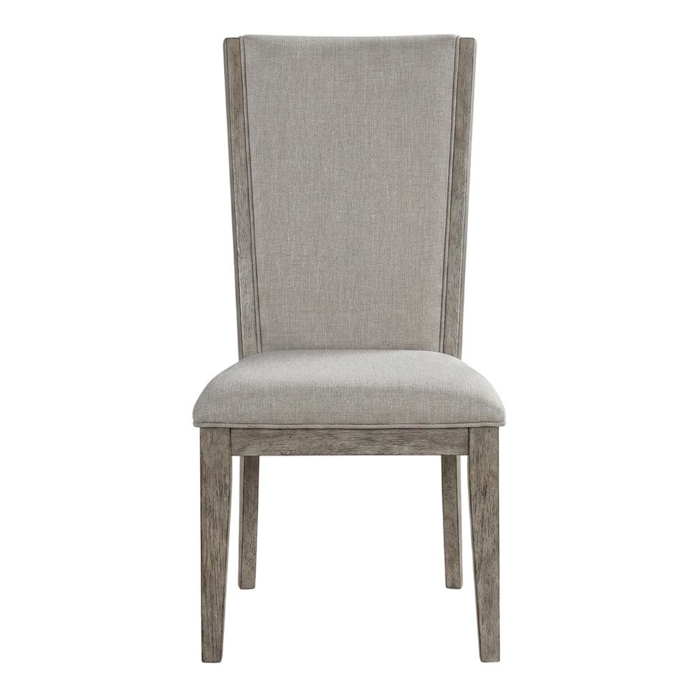 Fabric-Upholstered Armless Dining Side Chairs for Living Room, Fabric & Gray Oak, Set of 2. Picture 2