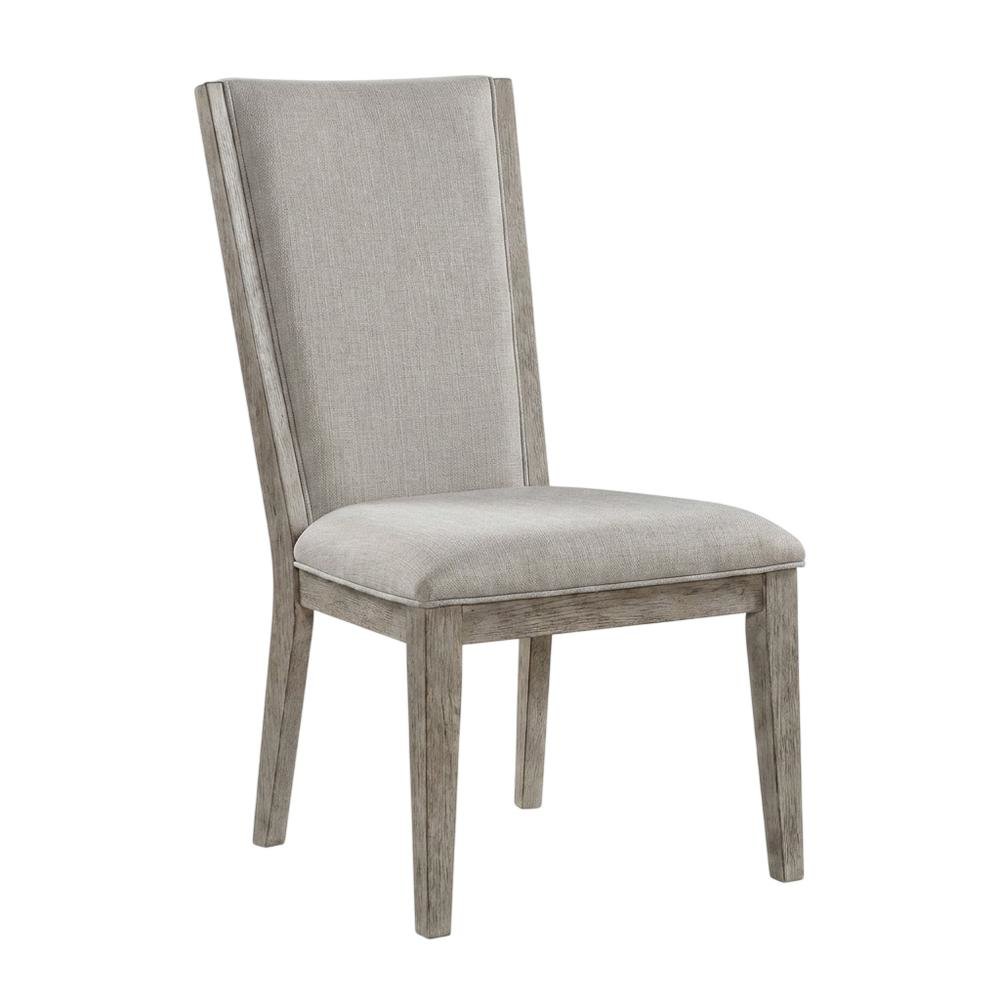 Fabric-Upholstered Armless Dining Side Chairs for Living Room, Fabric & Gray Oak, Set of 2. Picture 5