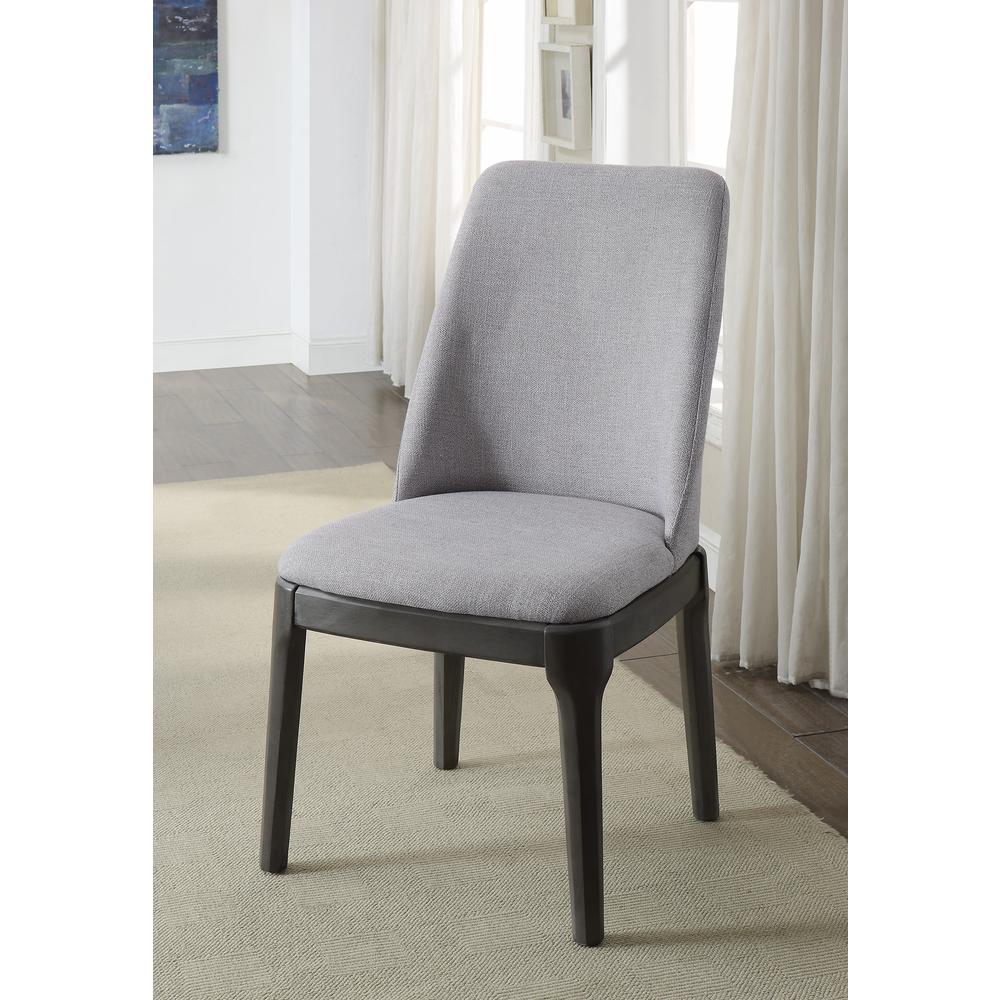 Madan Side Chair (Set-2) Light Gray Linen & Gray Oak. Picture 5