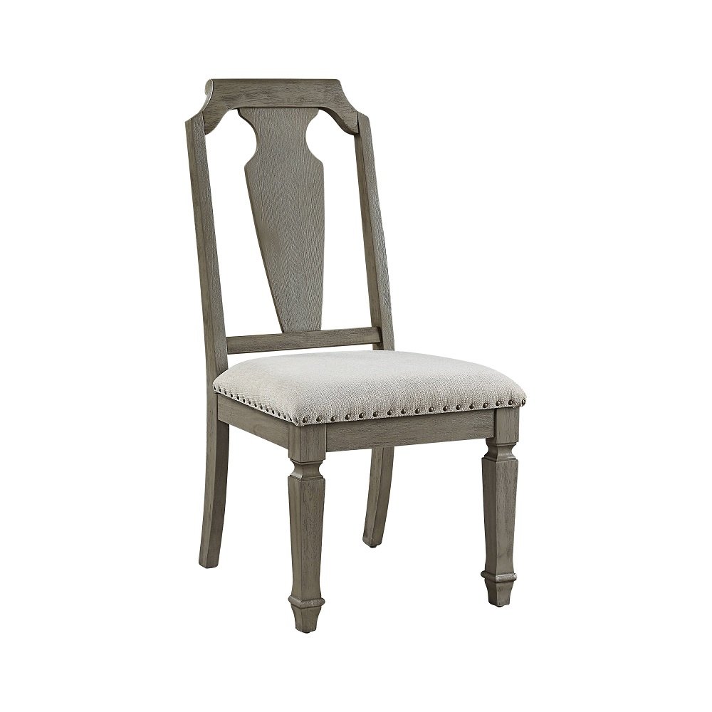 Zumala Side Chair (Set-2) Beige Linen & Weathered Oak. Picture 1