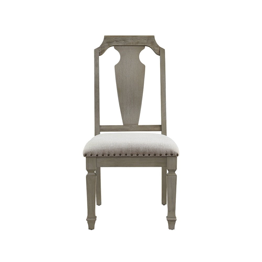 Zumala Side Chair (Set-2) Beige Linen & Weathered Oak. Picture 3