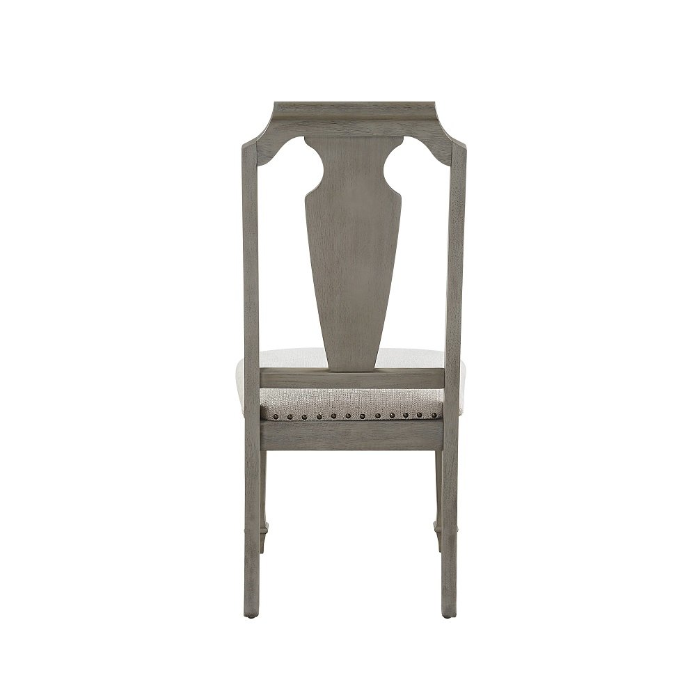 Zumala Side Chair (Set-2) Beige Linen & Weathered Oak. Picture 5